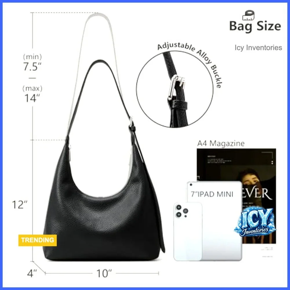 Vegan Leather Crescent Tote Bag with Adjustable Shoulder Strap